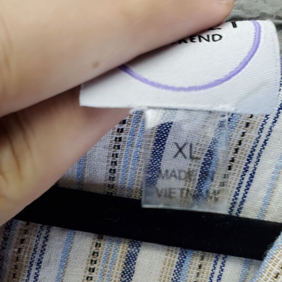 Violet Weekend Dress Womens XL Multicolor Stripe V-Neck Sleeveless Linen Blend - Picture 3 of 11